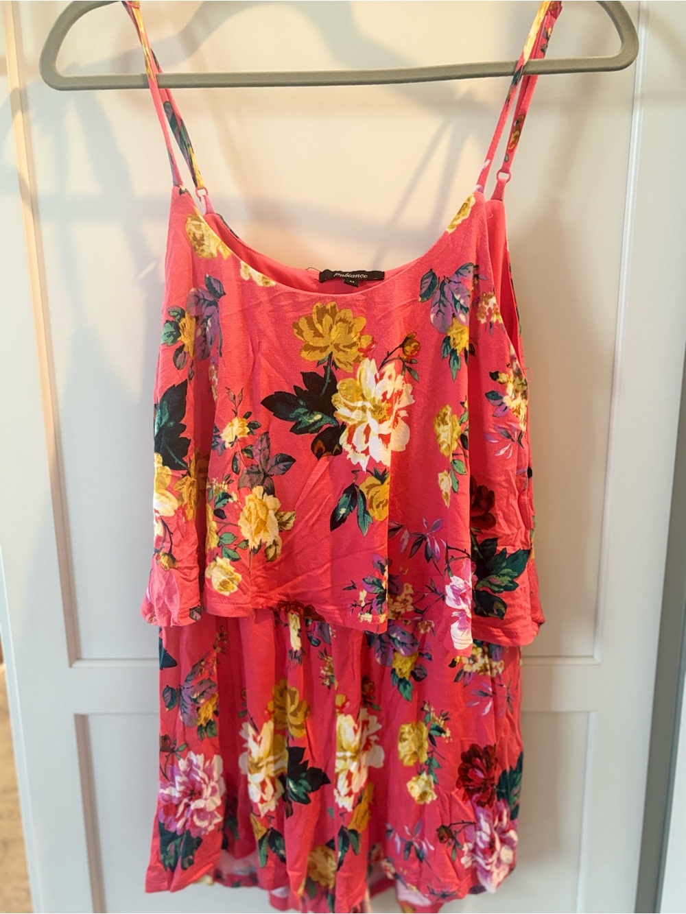 Ambiance Floral Pink Spaghetti-Strap Romper